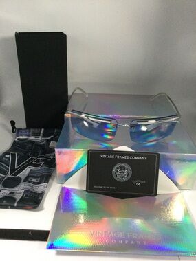 Loewe Silver Mirrored Rimless Sunglasses with Blue Tint
